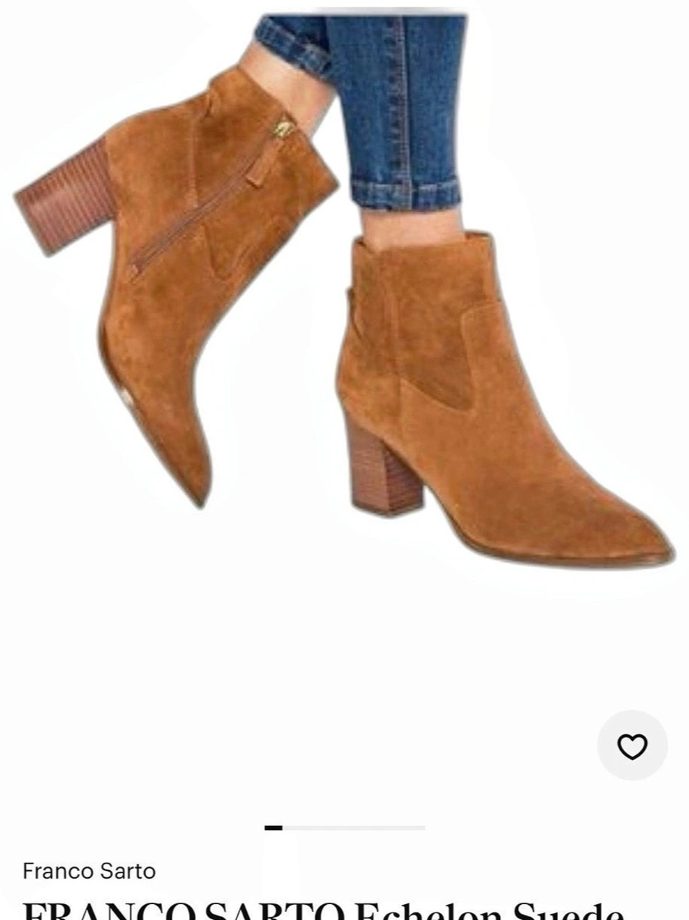 Franco Sarto Echelon Suede Pointed-Toe Heeled Boots US 7.5